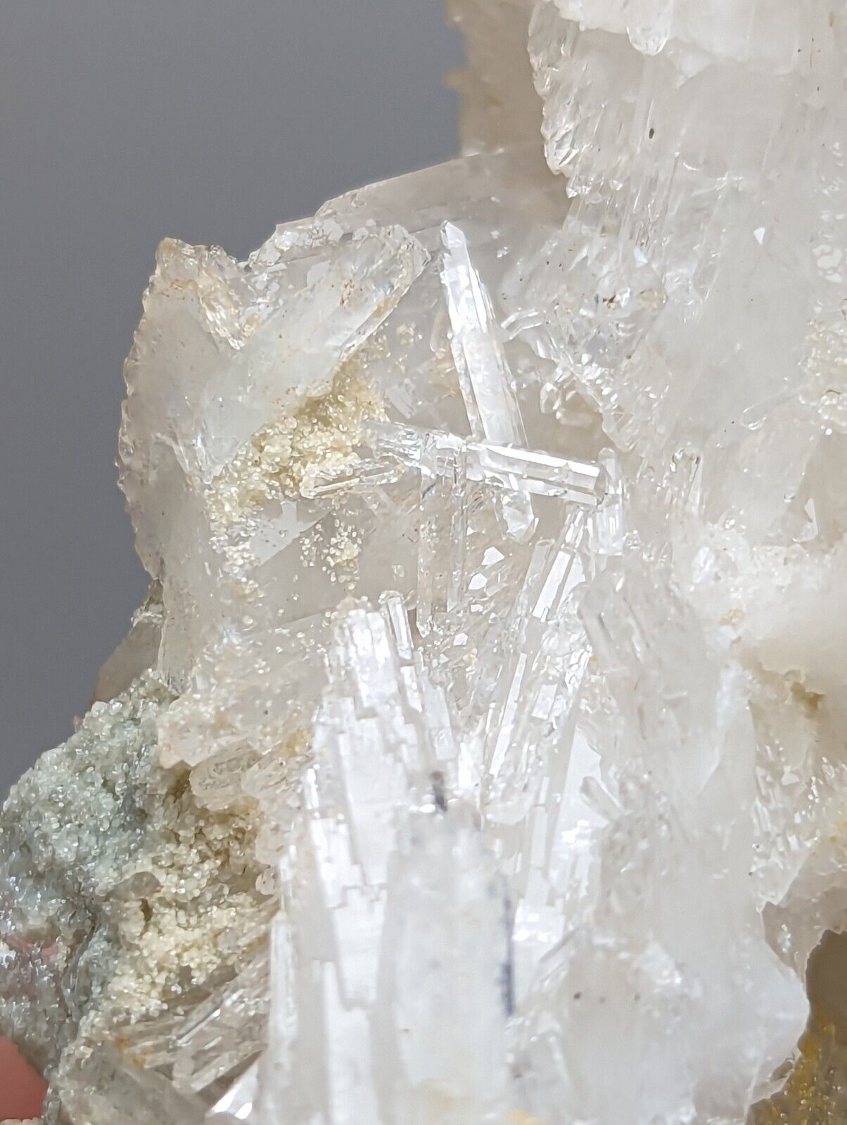 Jeffrey Quarry Quartz Crystal + Blue Cookeite Ultra Rare Arkansas Old Stock 8cm - Collectibles:Rocks Fossils &