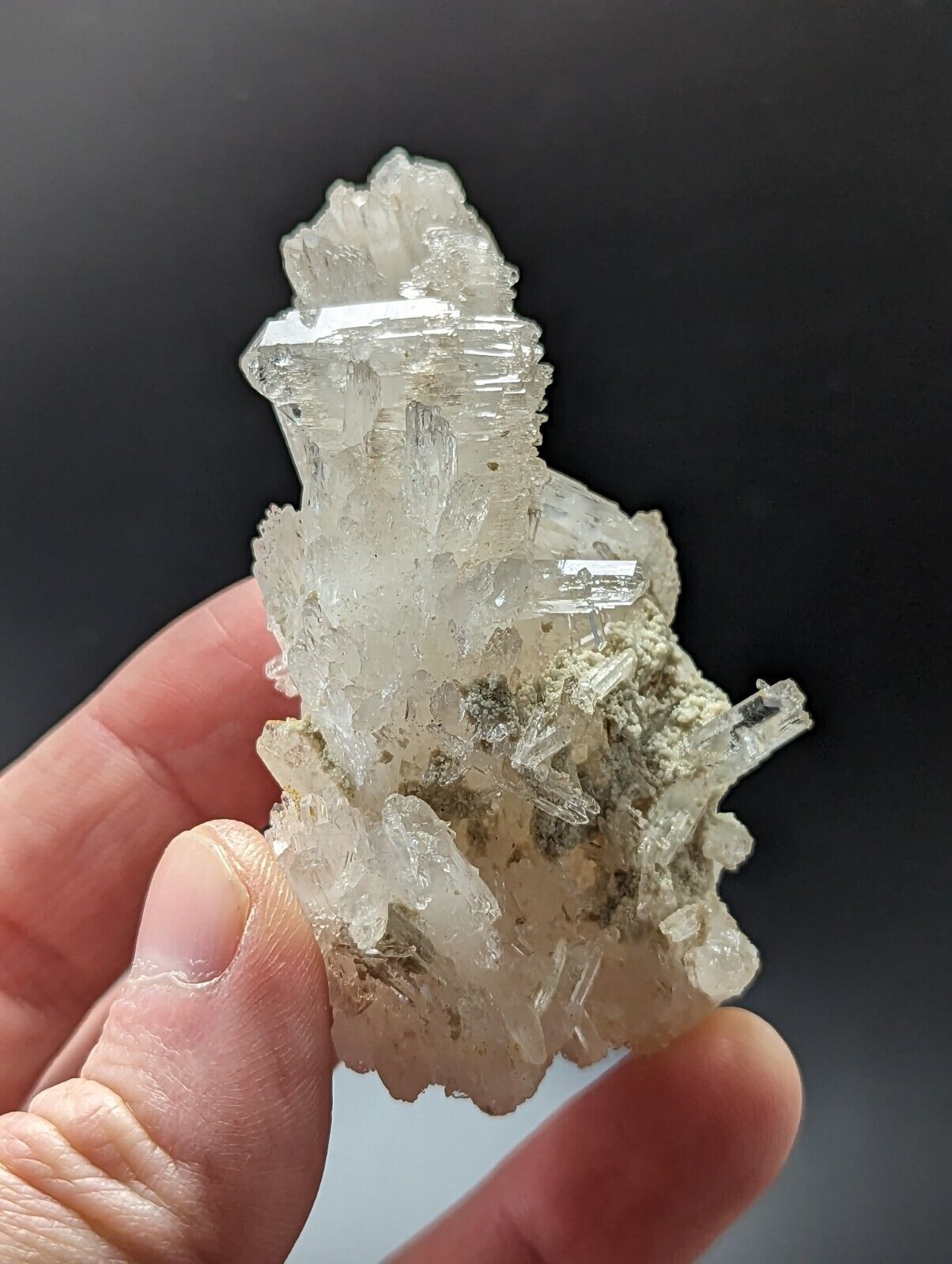 Jeffrey Quarry Quartz Crystal + Blue Cookeite Ultra Rare Arkansas Old Stock 8cm - Collectibles:Rocks Fossils &