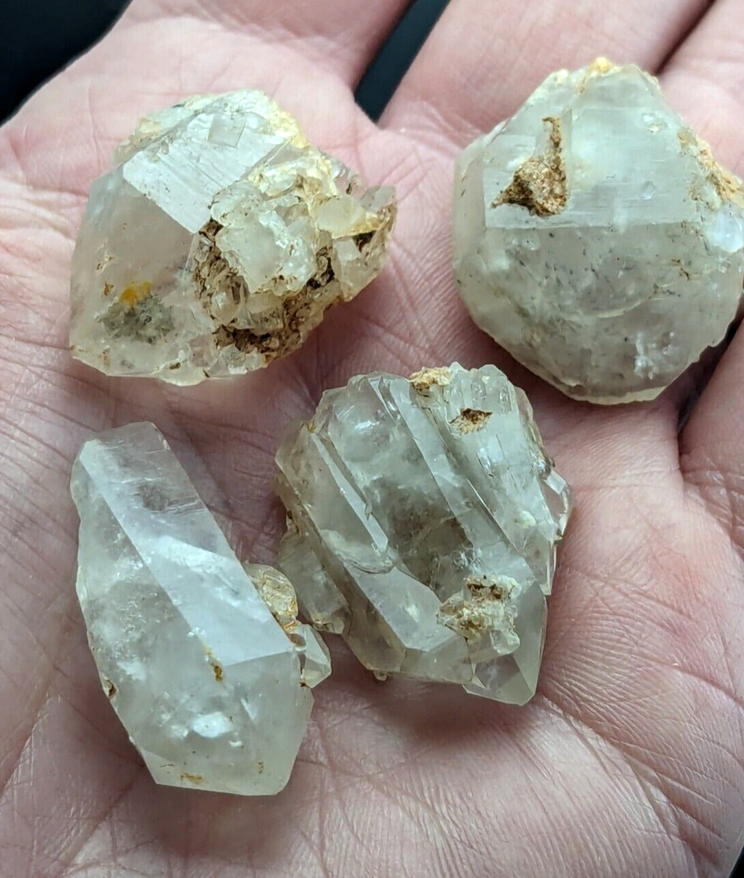 Nacrite + Manganese included Quartz Crystal Montgomery County Arkansas x4 set - Collectibles:Rocks Fossils &