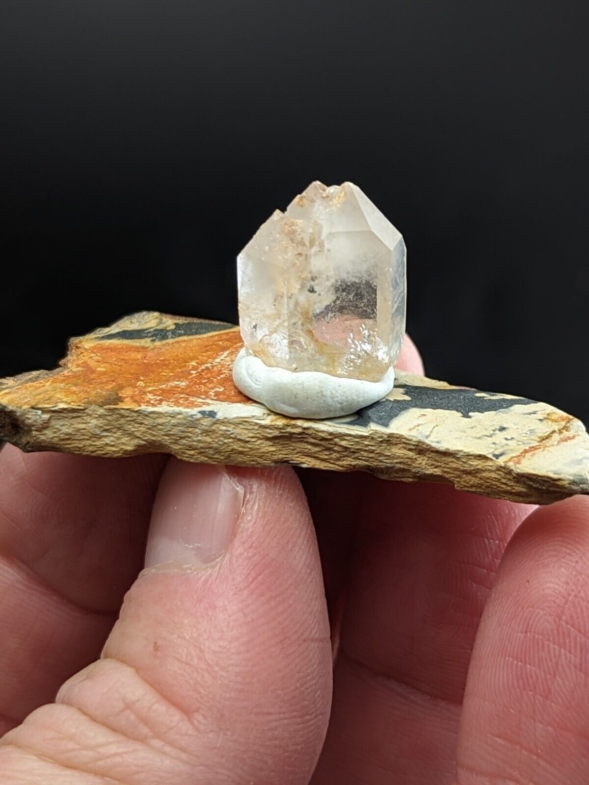 Nacrite + Manganese Included Quartz Montgomery Co. Arkansas w/ Shale Display - Collectibles:Rocks Fossils &
