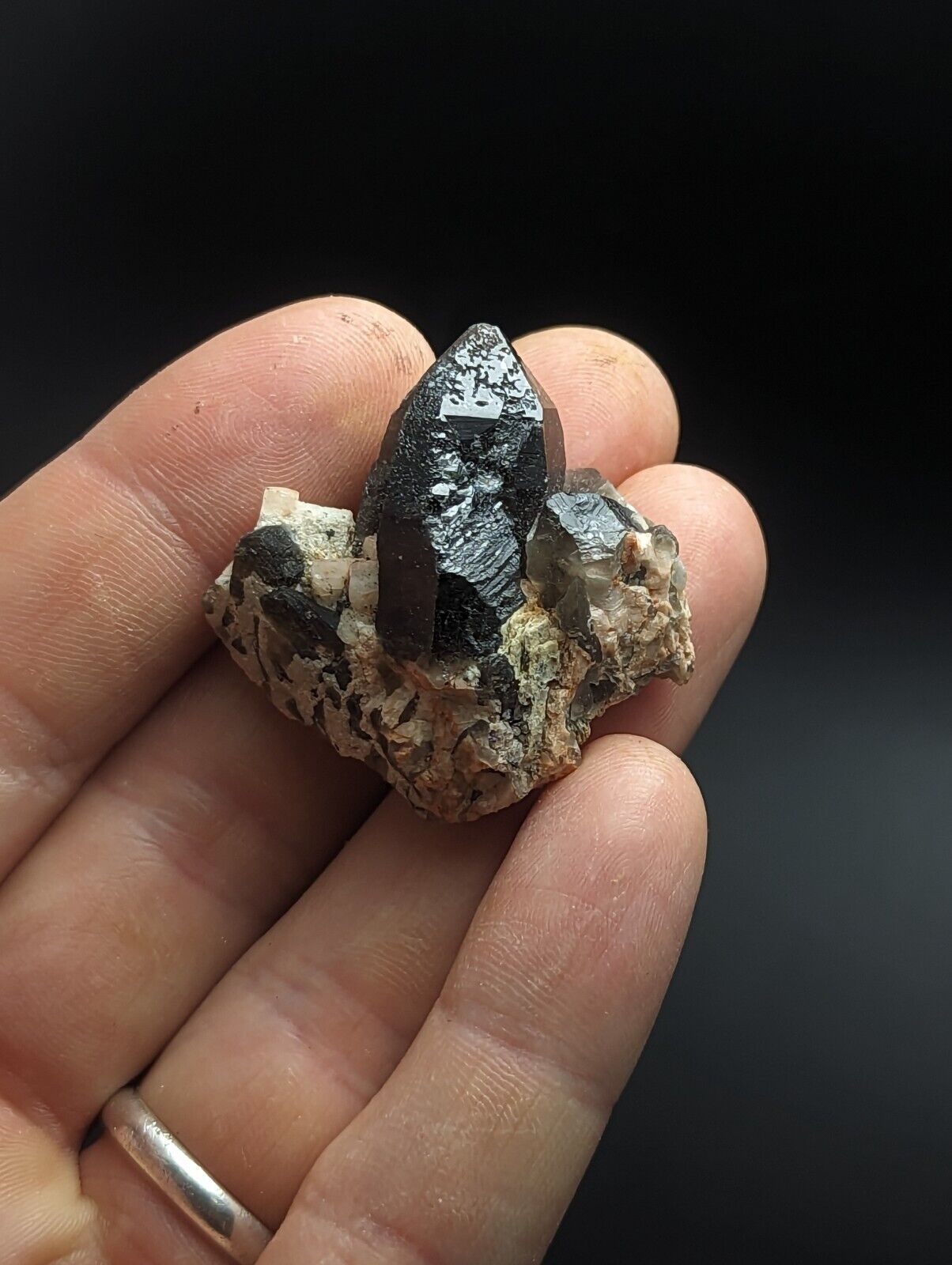 Natural Smoky Quartz Crystal on Feldspar Colorado USA - Collectibles:Rocks Fossils & Minerals:Crystals Mineral