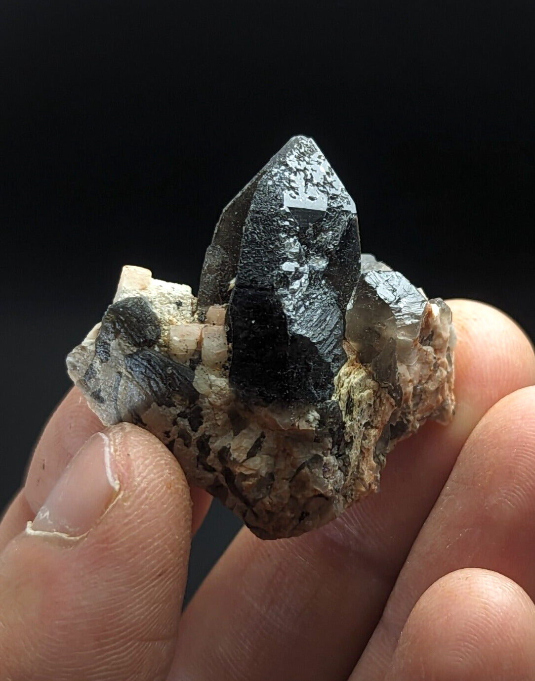 Natural Smoky Quartz Crystal on Feldspar Colorado USA - Collectibles:Rocks Fossils & Minerals:Crystals Mineral