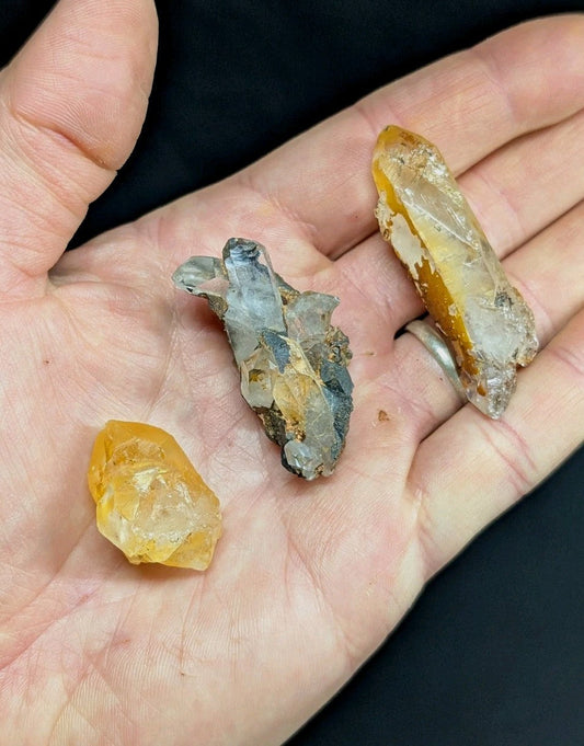 OOAK set of x3 Arkansas Quartz Crystals w/ Natural Iridescence Unique! - Collectibles:Rocks Fossils & Minerals:Crystals