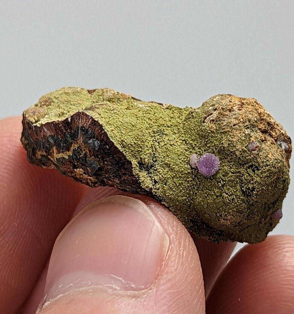 Purple Strengite on Kidwellite 3 Oaks Gap Polk Co. Arkansas Rare Specimen - Collectibles:Rocks Fossils &
