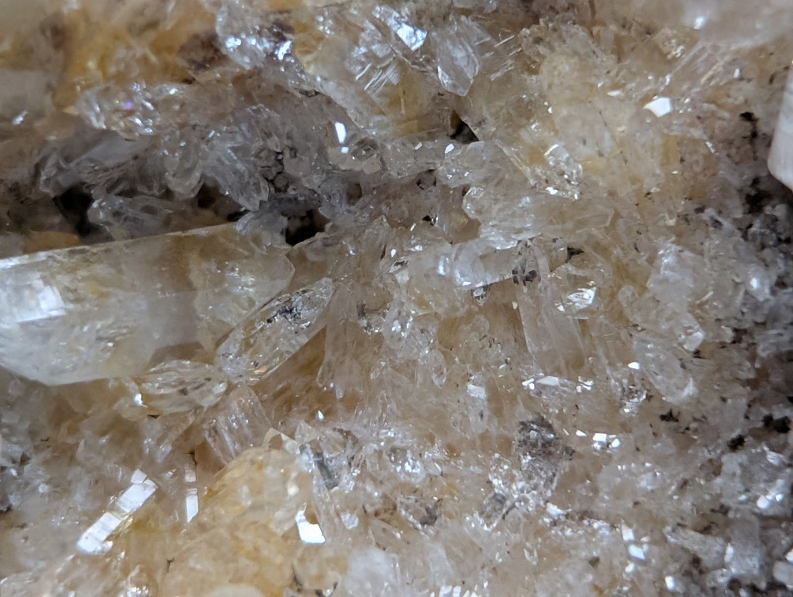 Quartz crystal cluster with translucent pale yellow and clear solution quartz and cookeite from Saline County Arkansas