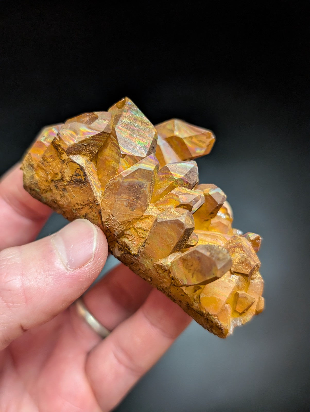 Rainbow Quartz Crystal Cluster -Montgomery Co. Arkansas w/ natural iridescence - Collectibles:Rocks Fossils &