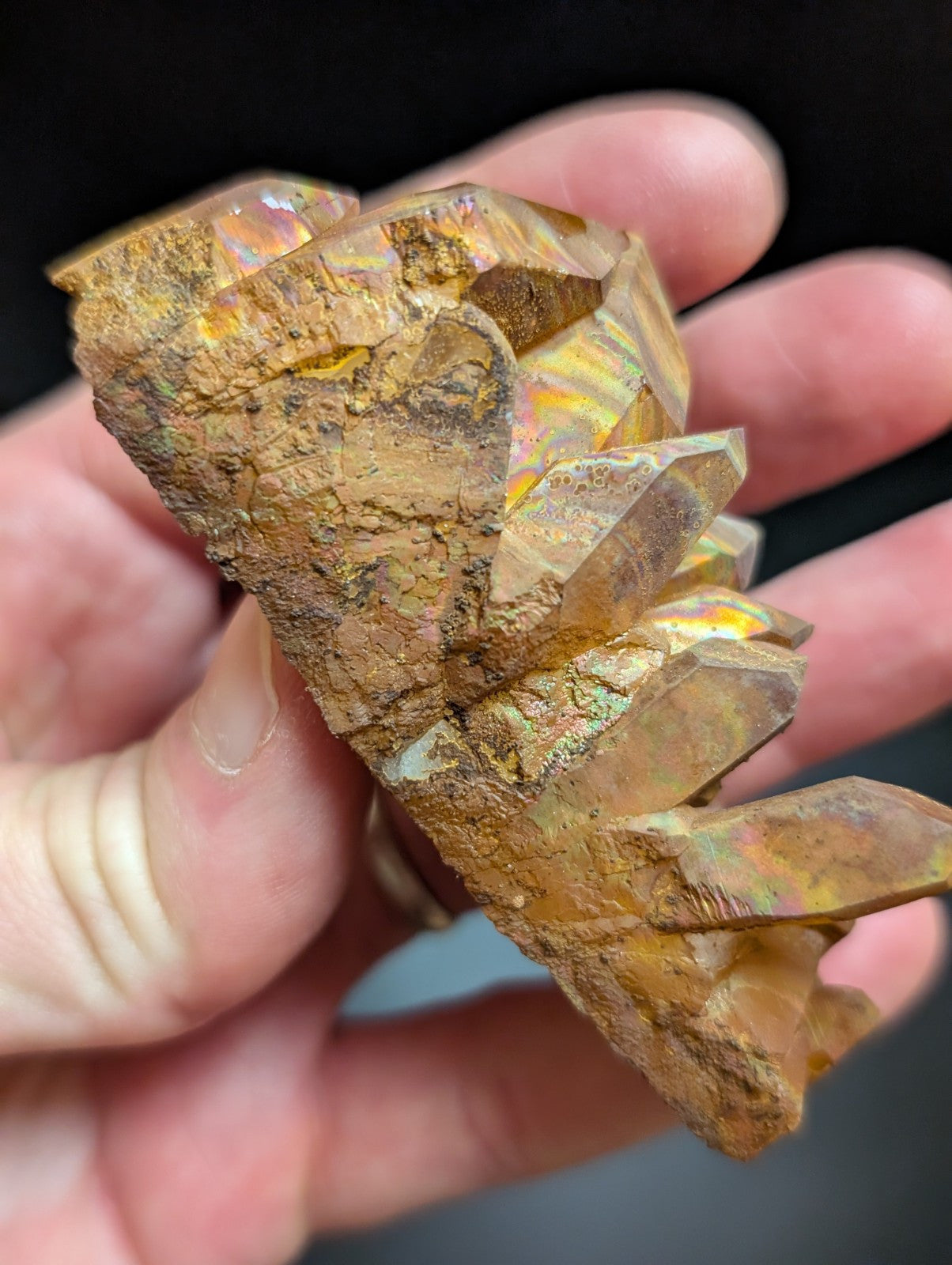 Rainbow Quartz Crystal Cluster -Montgomery Co. Arkansas w/ natural iridescence - Collectibles:Rocks Fossils &