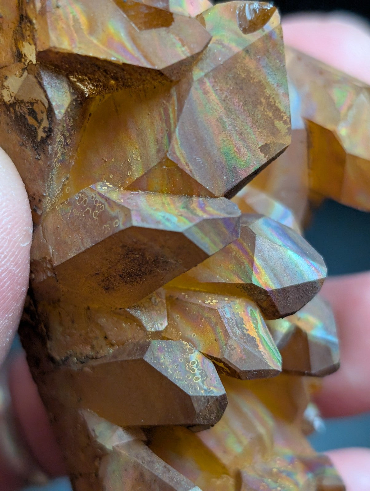 Rainbow Quartz Crystal Cluster -Montgomery Co. Arkansas w/ natural iridescence - Collectibles:Rocks Fossils &