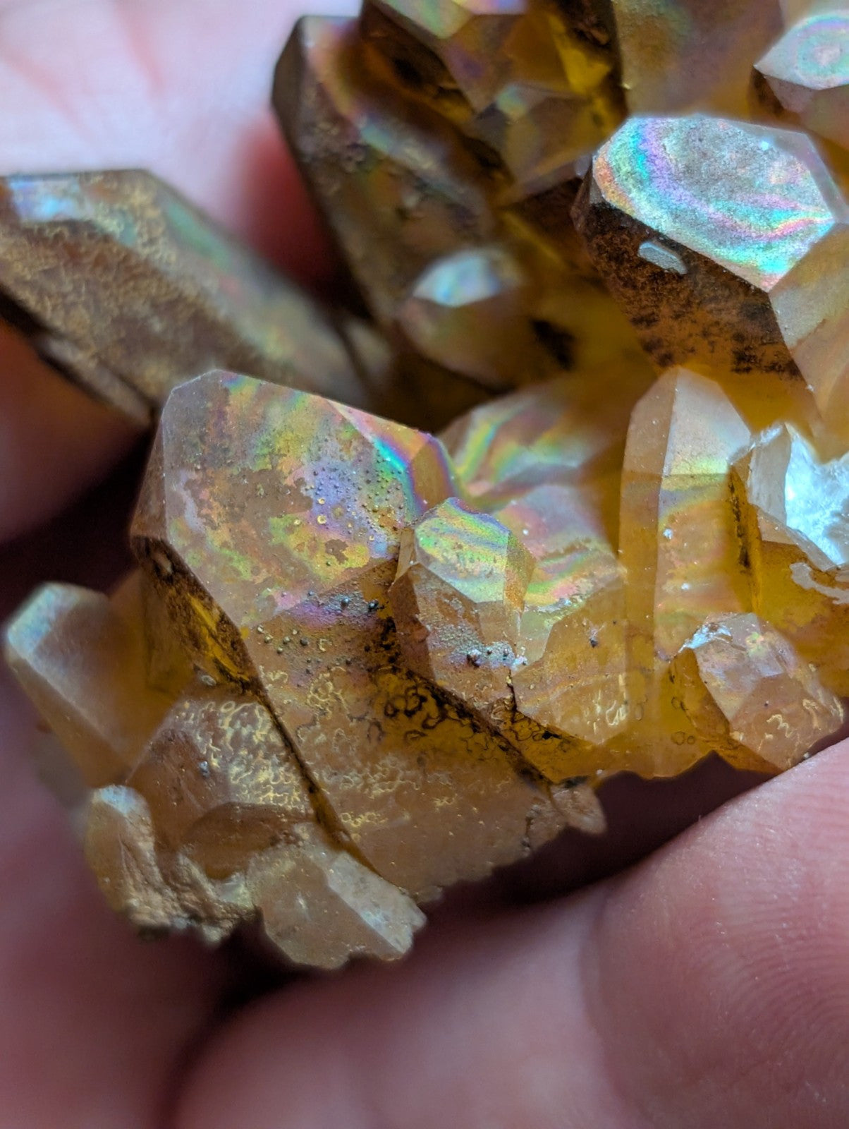 Rainbow Quartz Crystal Cluster -Montgomery Co. Arkansas w/ natural iridescence - Collectibles:Rocks Fossils &