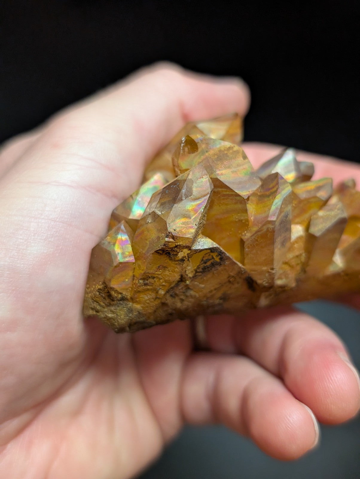 Rainbow Quartz Crystal Cluster -Montgomery Co. Arkansas w/ natural iridescence - Collectibles:Rocks Fossils &
