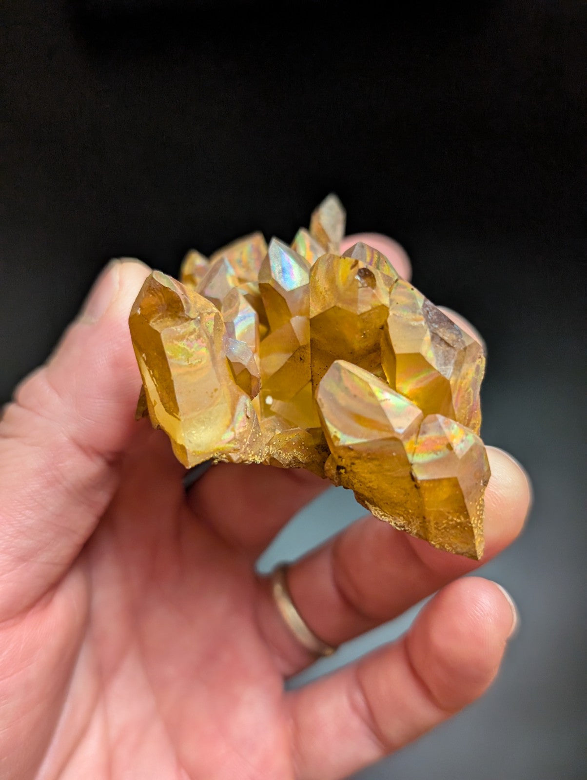 Rainbow Quartz Crystal Cluster -Montgomery Co. Arkansas w/ natural iridescence - Collectibles:Rocks Fossils &