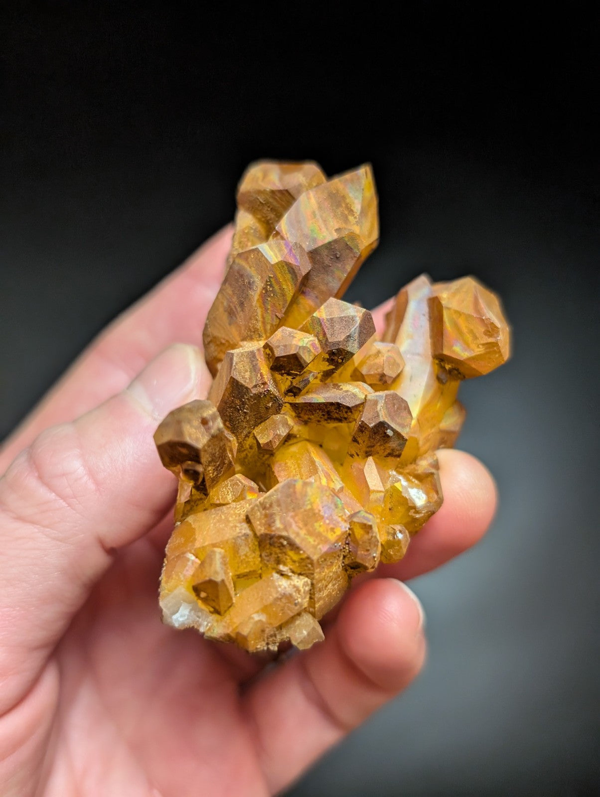 Rainbow Quartz Crystal Cluster -Montgomery Co. Arkansas w/ natural iridescence - Collectibles:Rocks Fossils &