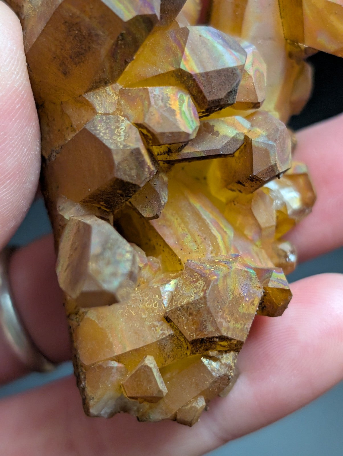Rainbow Quartz Crystal Cluster -Montgomery Co. Arkansas w/ natural iridescence - Collectibles:Rocks Fossils &