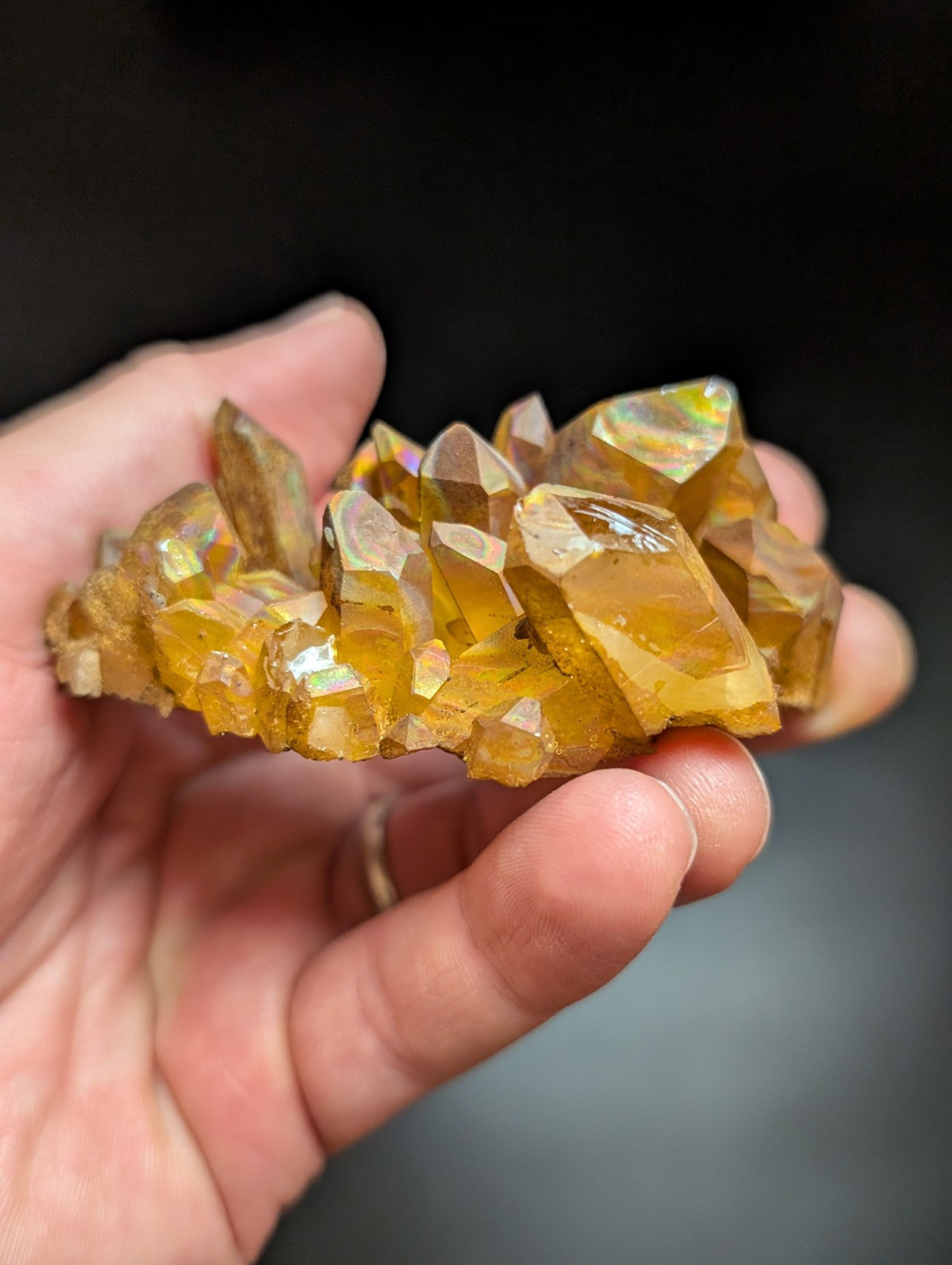 Rainbow Quartz Crystal Cluster -Montgomery Co. Arkansas w/ natural iridescence - Collectibles:Rocks Fossils &