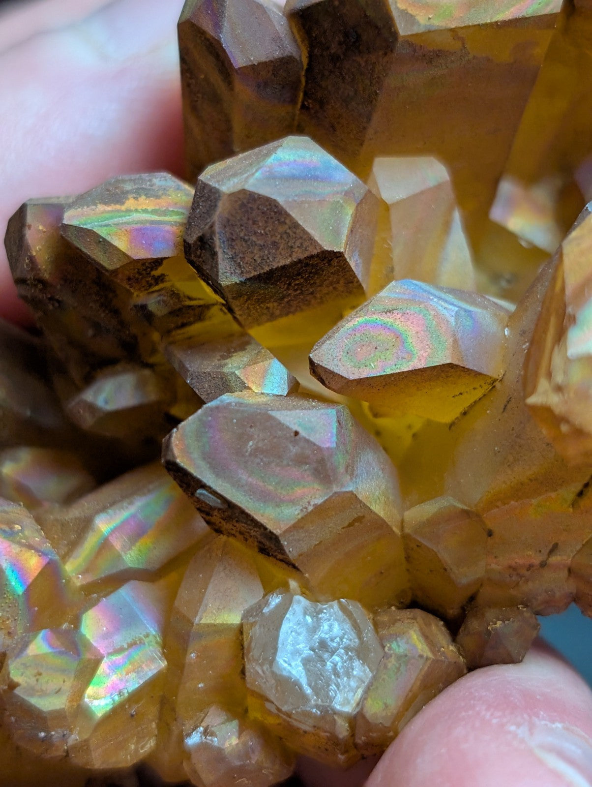 Rainbow Quartz Crystal Cluster -Montgomery Co. Arkansas w/ natural iridescence - Collectibles:Rocks Fossils &