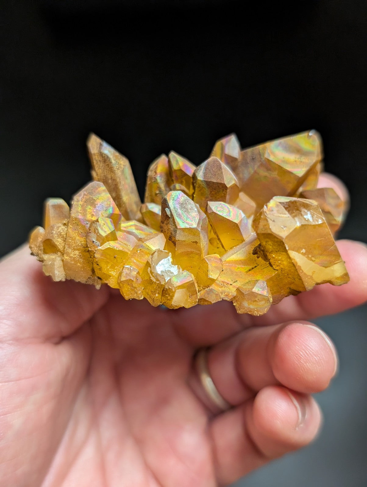 Rainbow Quartz Crystal Cluster -Montgomery Co. Arkansas w/ natural iridescence - Collectibles:Rocks Fossils &