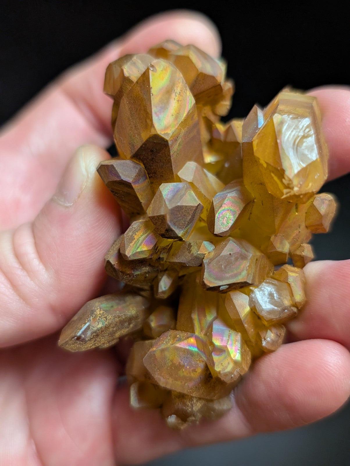 Rainbow Quartz Crystal Cluster -Montgomery Co. Arkansas w/ natural iridescence - Collectibles:Rocks Fossils &