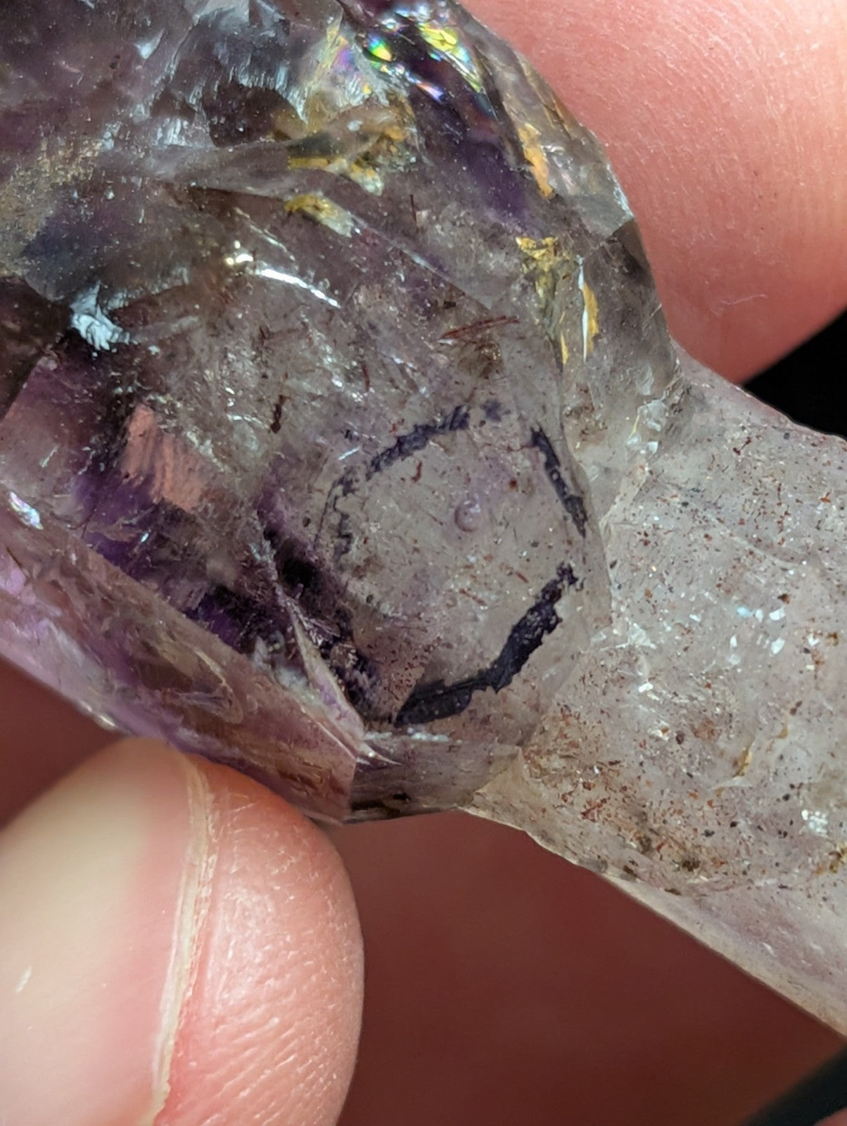 Rare Enhydro Shangaan Smoky Amethyst Scepter Quartz Chimbuku Mine Zimbabwe - Collectibles:Rocks Fossils &