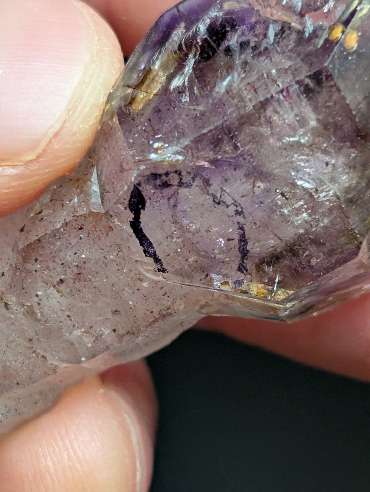 Rare Enhydro Shangaan Smoky Amethyst Scepter Quartz Chimbuku Mine Zimbabwe - Collectibles:Rocks Fossils &