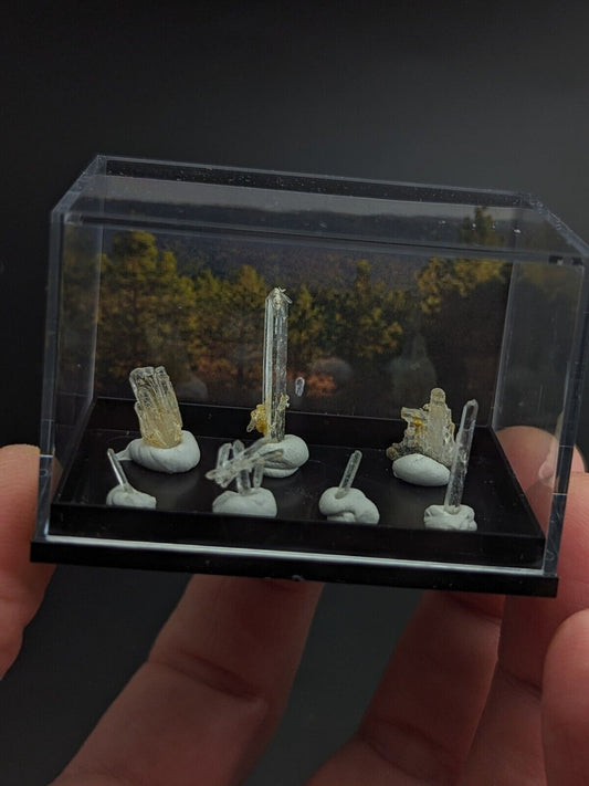 Rare Solution Quartz Crystals- Unique Set of 7 w/case- Jeffrey Quarry Arkansas - Collectibles:Rocks Fossils &