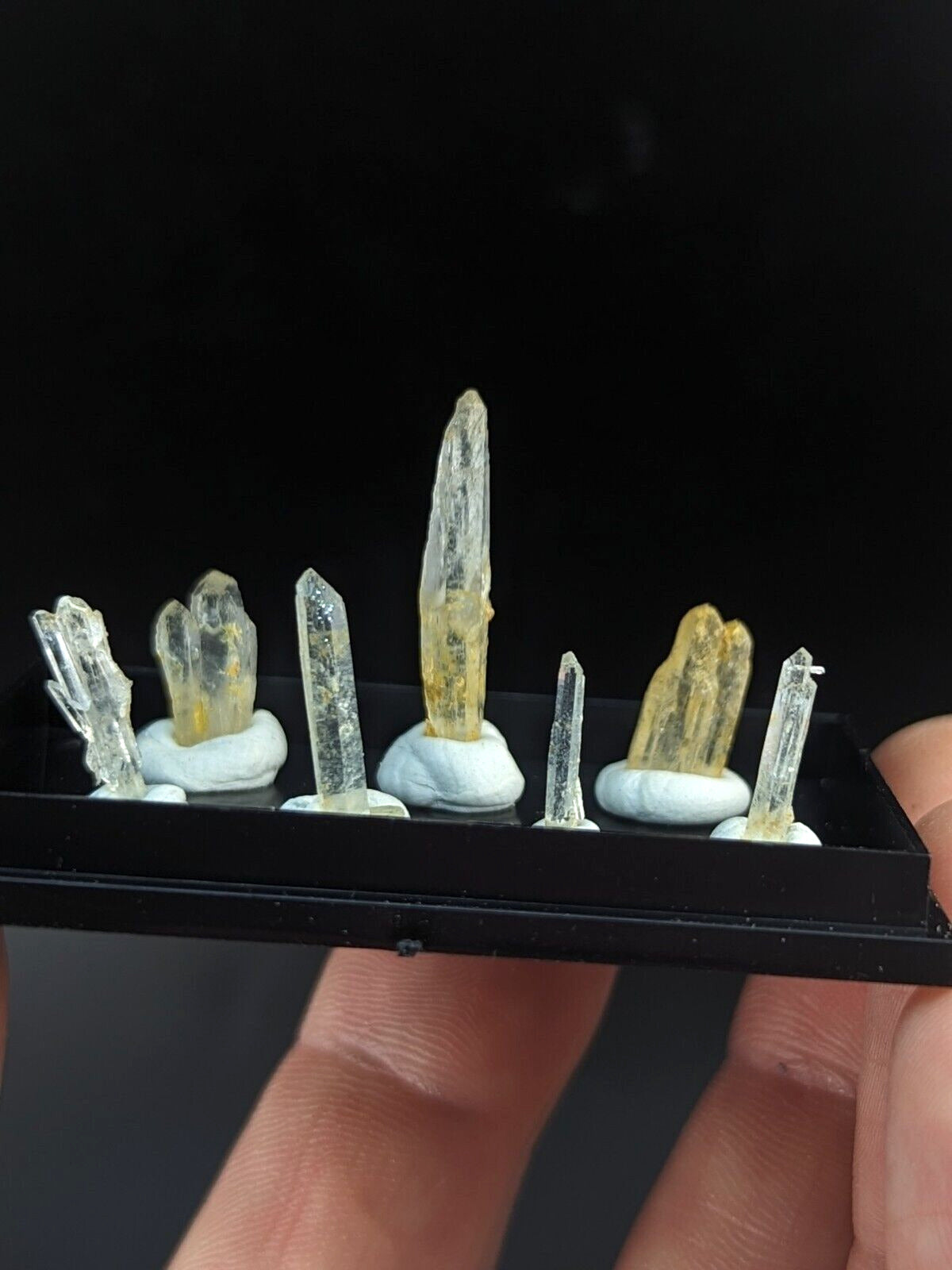 Rare Solution Quartz Crystals - Unique Set of 7 w/case- Jeffrey Quarry Arkansas - Collectibles:Rocks Fossils &