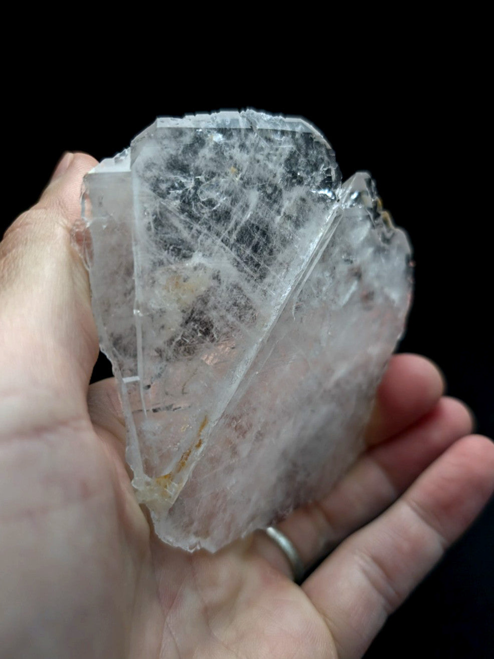 Rare and unique translucent clear quartz crystal cluster with internal inclusions and jagged surface from garland county arkansas usa