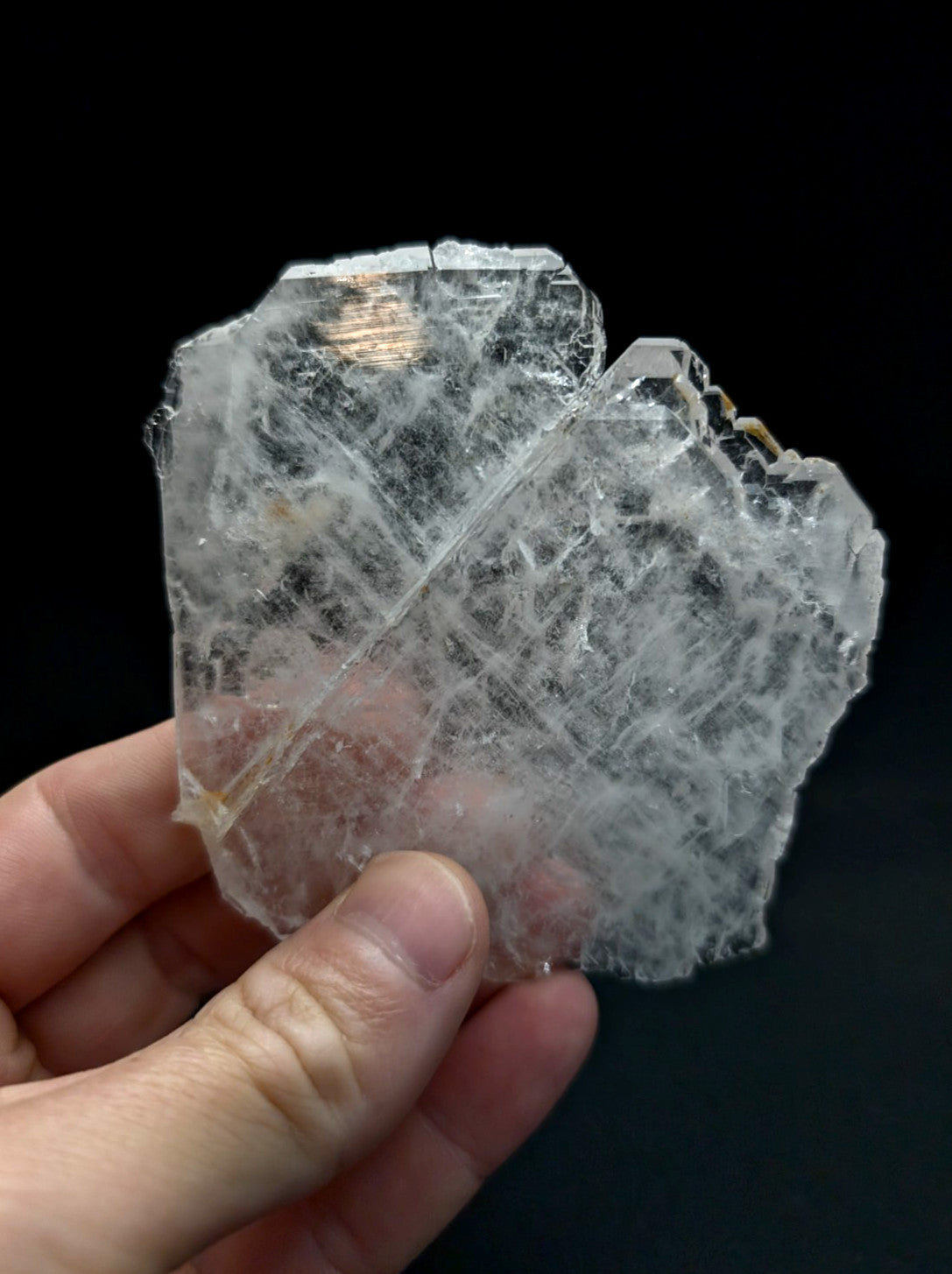 Rare and unique translucent faden sheet quartz crystal cluster with natural striations from Garland County Arkansas USA