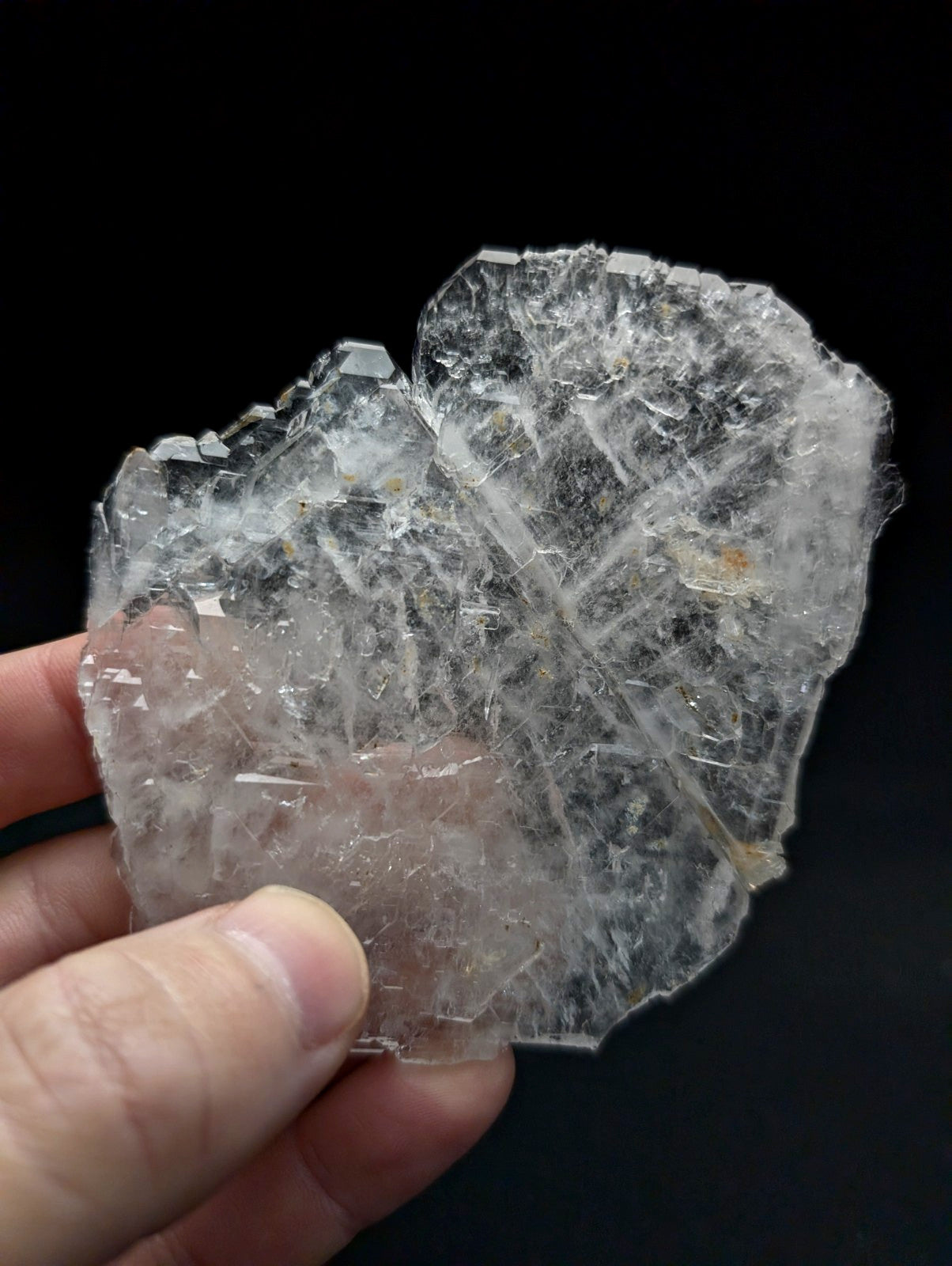 Rare and unique translucent clear quartz faden sheet crystal cluster with rough jagged surface from arkansas usa