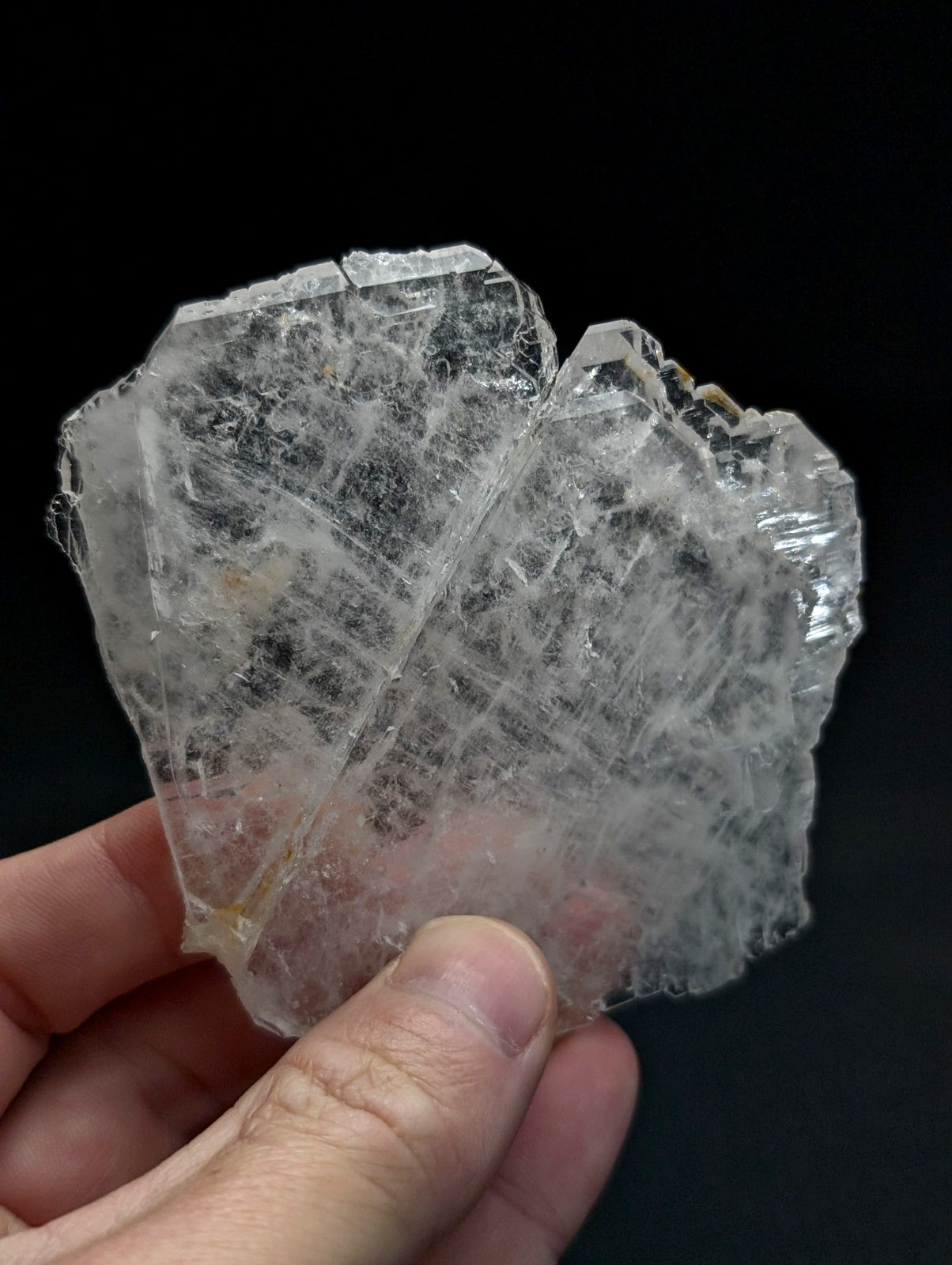 Rare and unique translucent clear quartz faden sheet crystal cluster with intricate striations from garland county arkansas usa