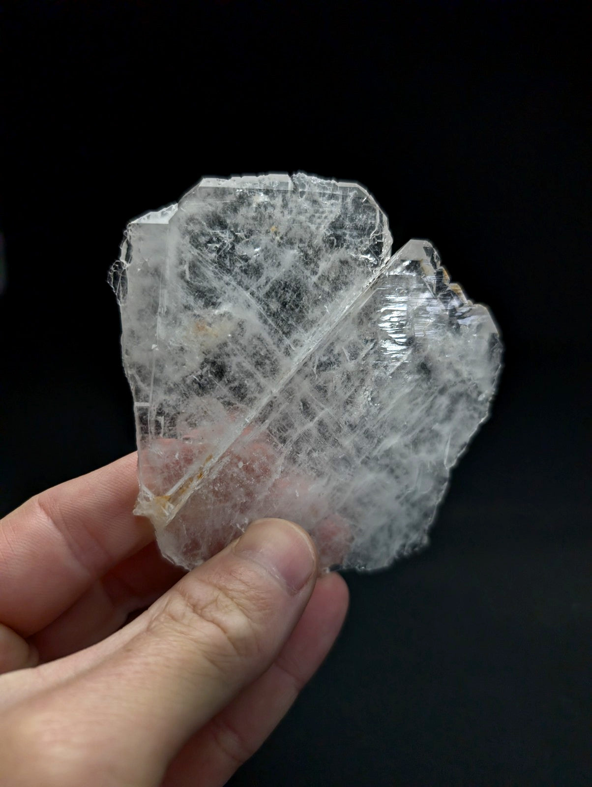 A translucent leaf-shaped faden sheet quartz crystal cluster with clear and cloudy appearance from Arkansas USA