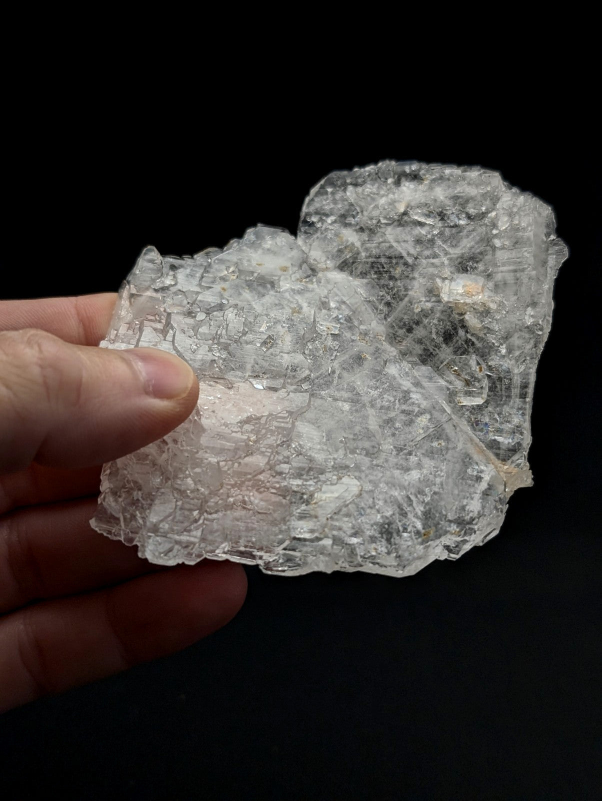 Rare and unique faden sheet quartz crystal cluster with translucent jagged surface and internal facets from arkansas usa