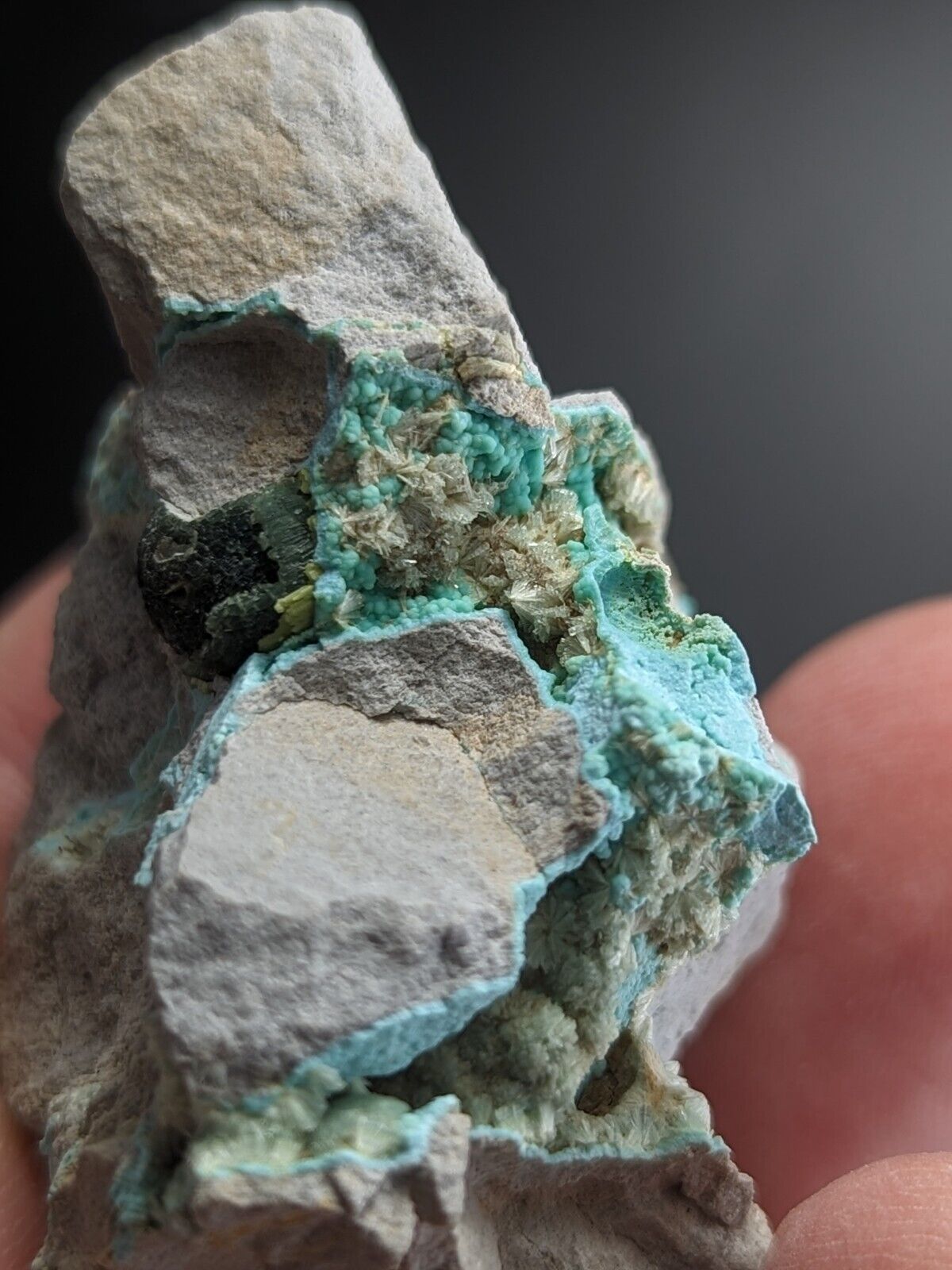 Rare Wavellite on Rashleighite Polk County Arkansas Old Stock ex Delinde - Collectibles:Rocks Fossils &