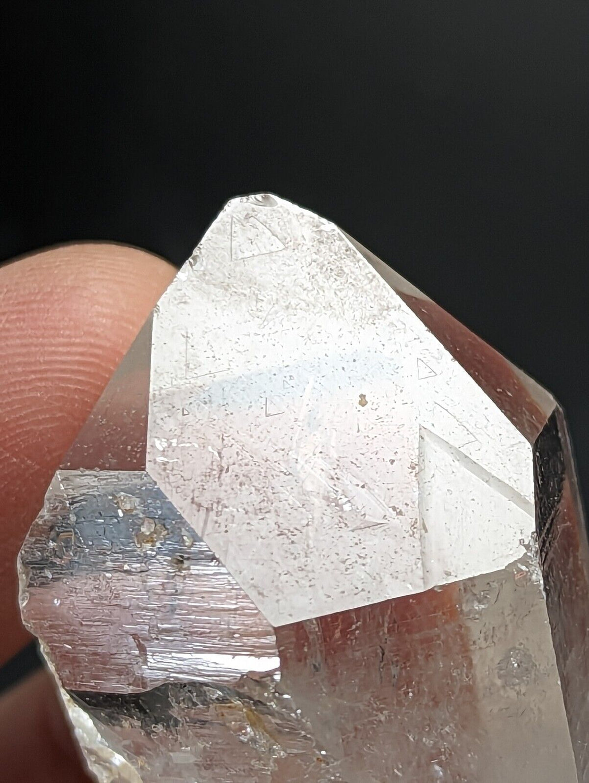 Record Keeper Quartz Crystal - Montgomery County Arkansas etched triangles - Collectibles:Rocks Fossils &