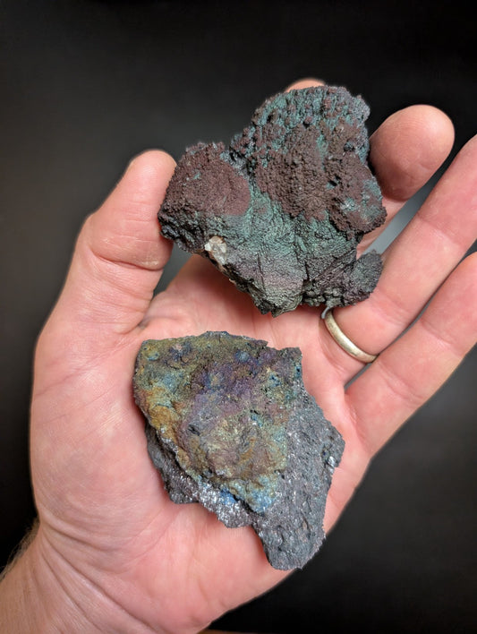 Set of 2 Turgites Iridescent Hematite Specimens Graves Mountain Georgia OOAK - Collectibles:Rocks Fossils &