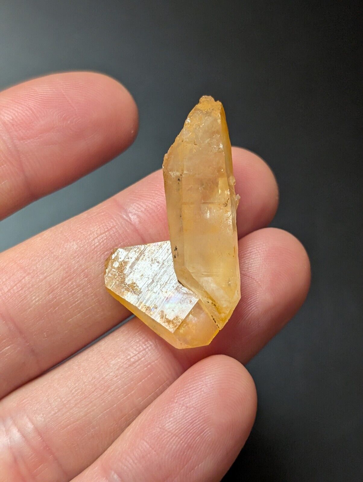 Set of 3 Arkansas Quartz Crystals w/ Natural Iridescence Super Unique & OOAK - Collectibles:Rocks Fossils