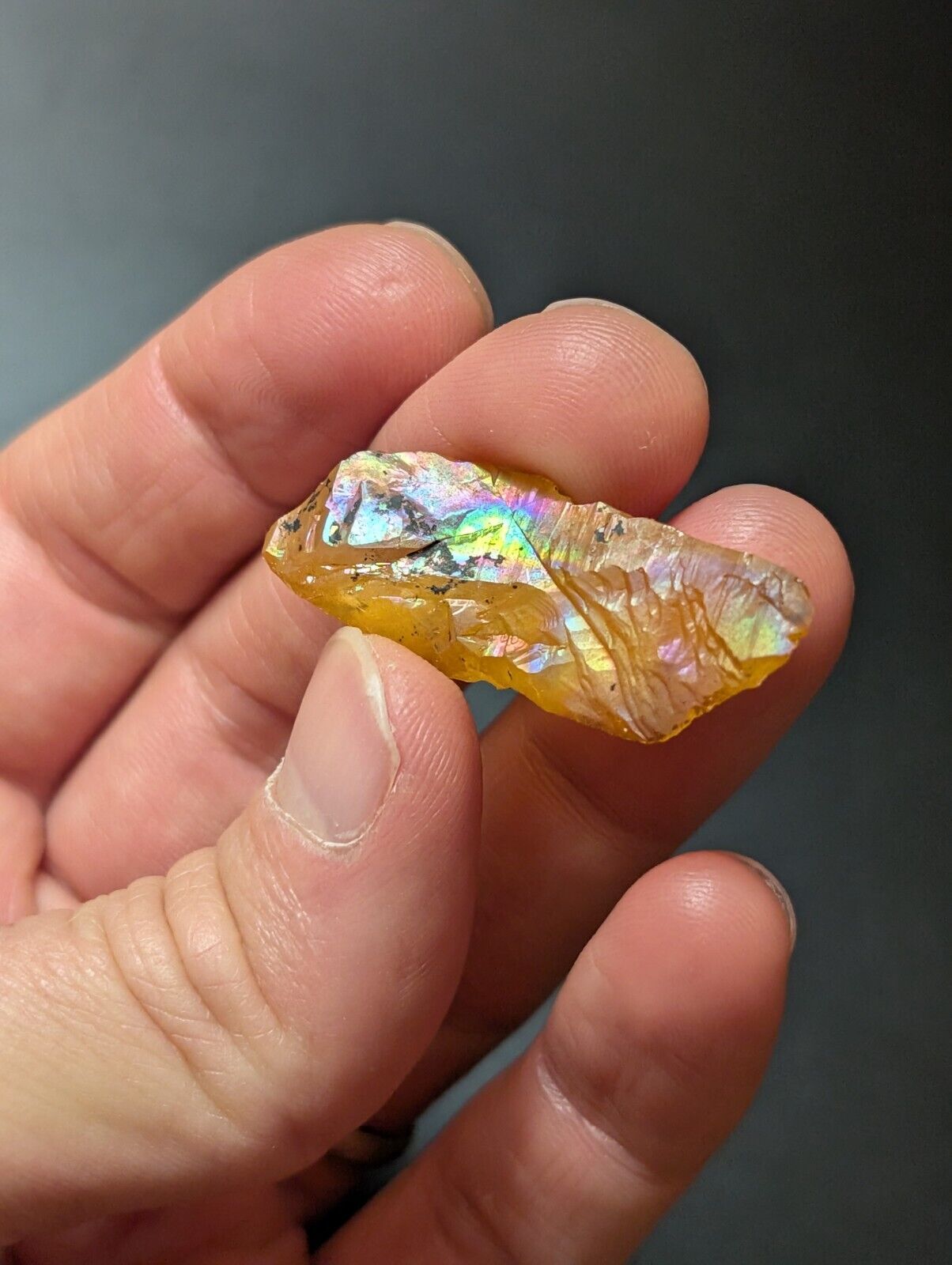 Set of 3 Arkansas Quartz Crystals w/ Natural Iridescence Super Unique & OOAK - Collectibles:Rocks Fossils