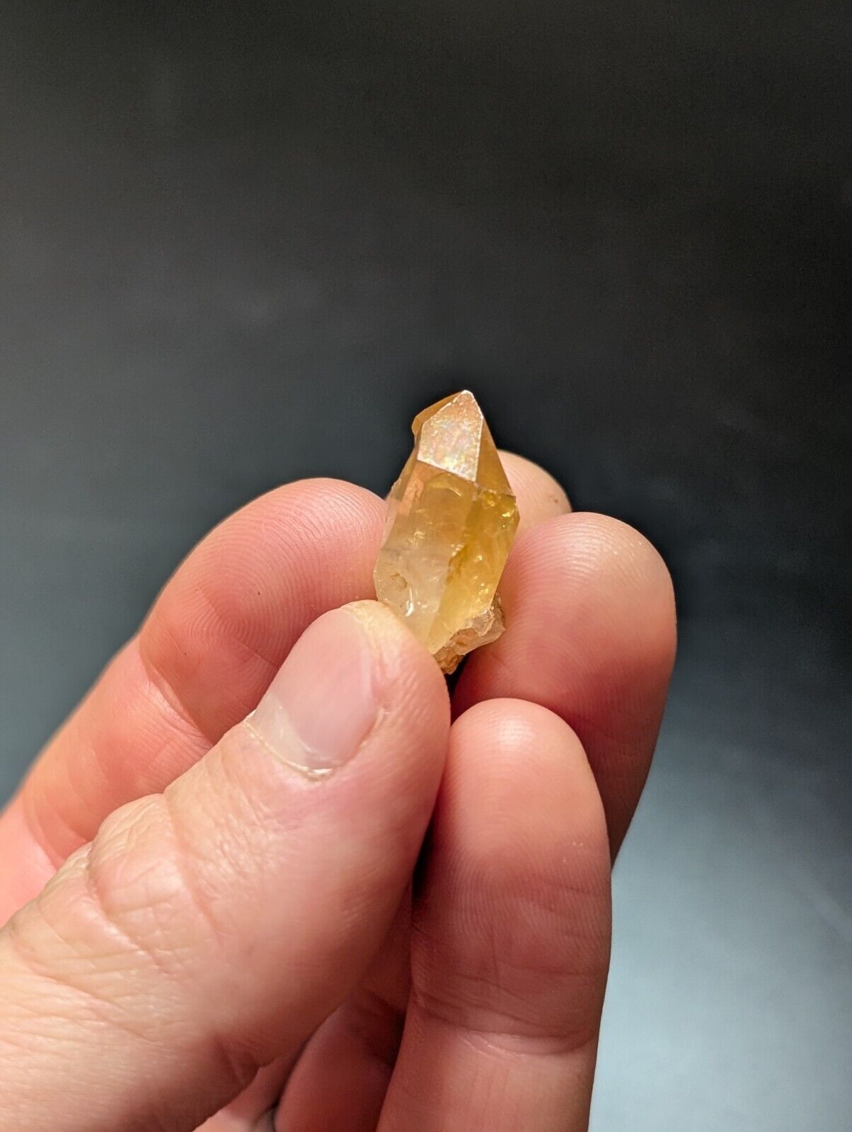 Translucent yellow crystal.