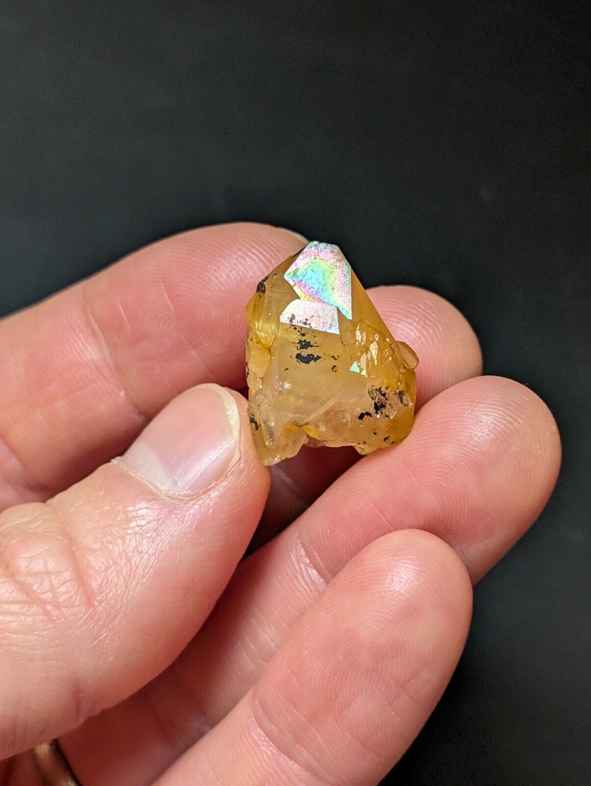 Set of 3 Arkansas Quartz Crystals w/ Natural Iridescence Unique & OOAK - Collectibles:Rocks Fossils Minerals:Crystals