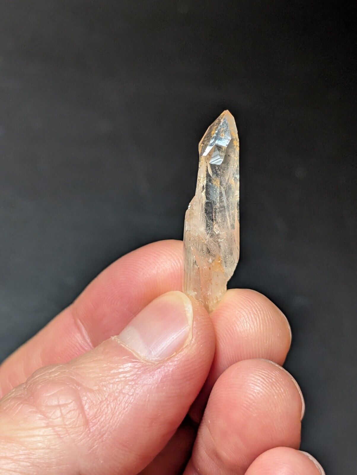Translucent crystal point.