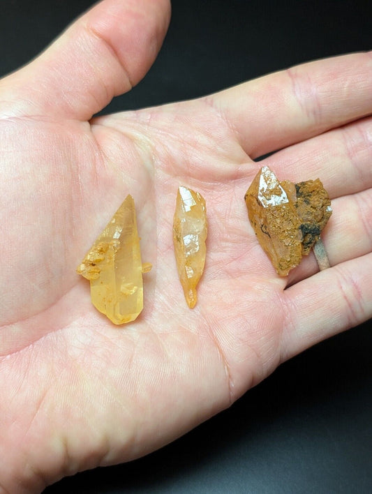 Set of 3 Arkansas Quartz Crystals w/ Natural Iridescence Unique & OOAK - Collectibles:Rocks Fossils Minerals:Crystals