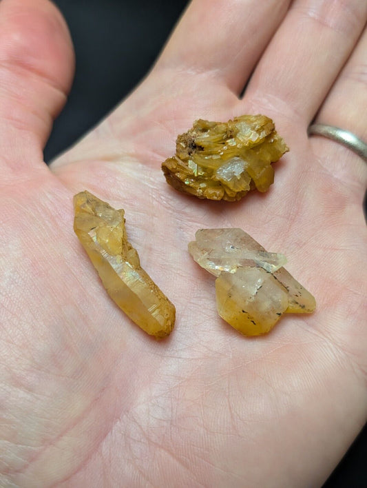 Set of 3 Arkansas Quartz Crystals w/ Natural Iridescence Unique & OOAK - Collectibles:Rocks Fossils Minerals:Crystals