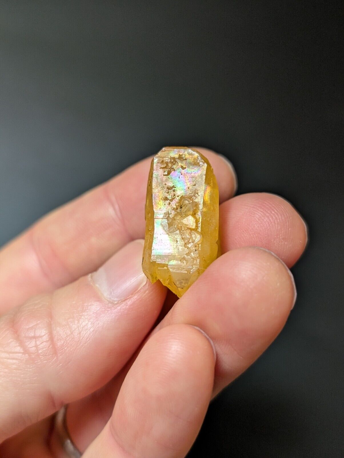 Set of 3 Arkansas Quartz Crystals w/ Natural Iridescence Unique & OOAK - Collectibles:Rocks Fossils Minerals:Crystals