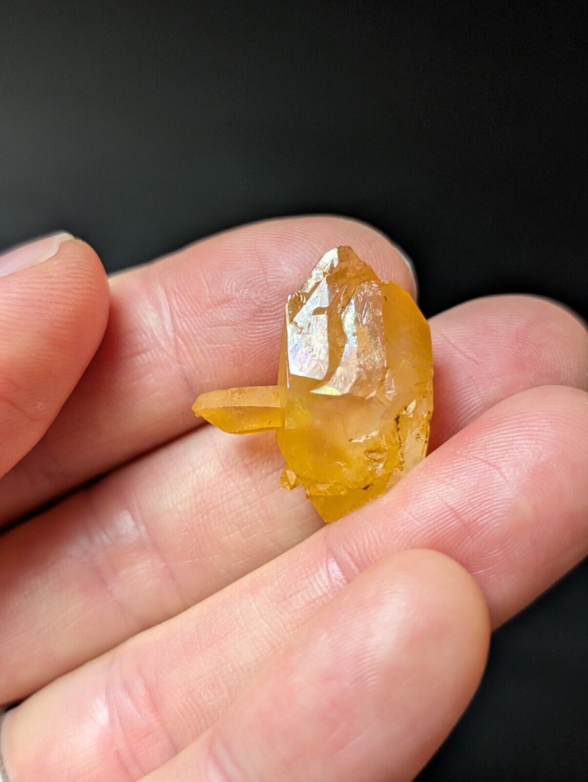 Golden-hued quartz crystal.