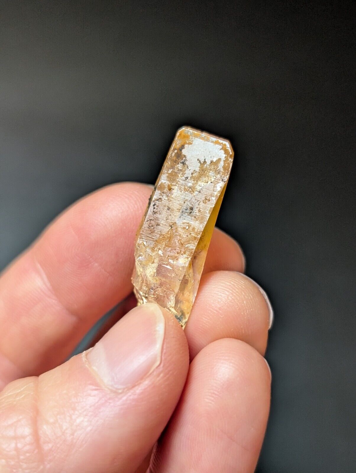 Translucent, light-brown crystal.