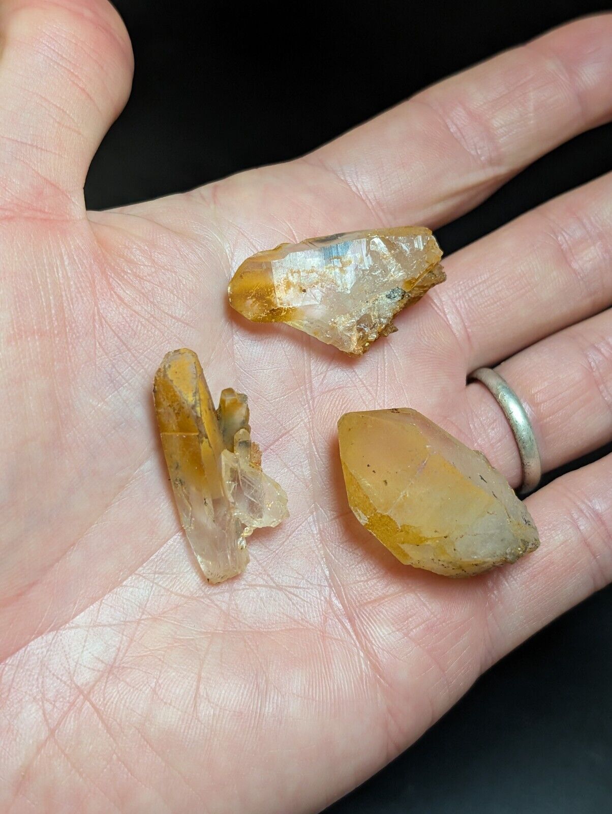 Set of 3 Arkansas Quartz Crystals w/ Natural Iridescence Unique & OOAK - Collectibles:Rocks Fossils Minerals:Crystals