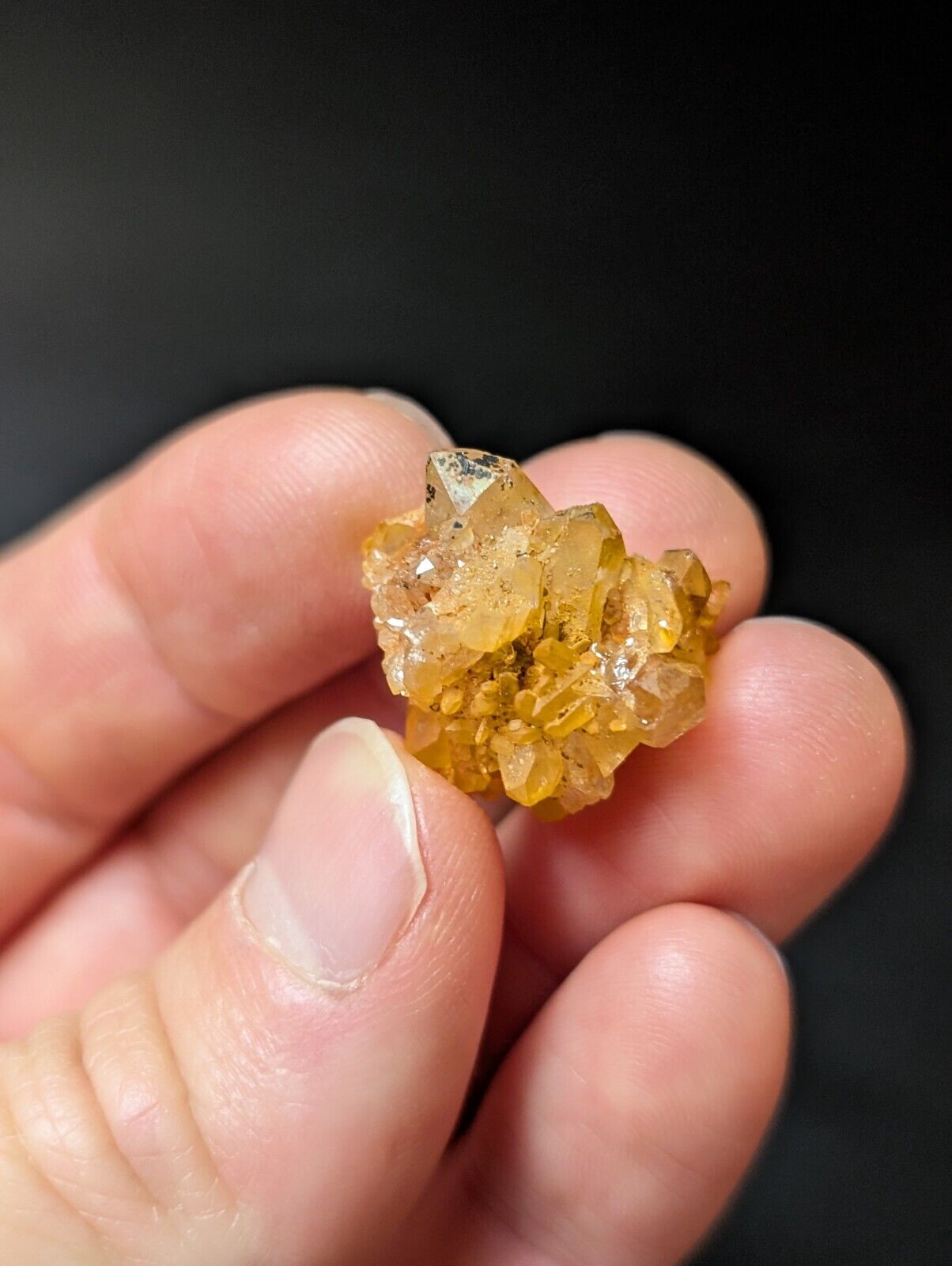 Golden quartz crystal cluster.
