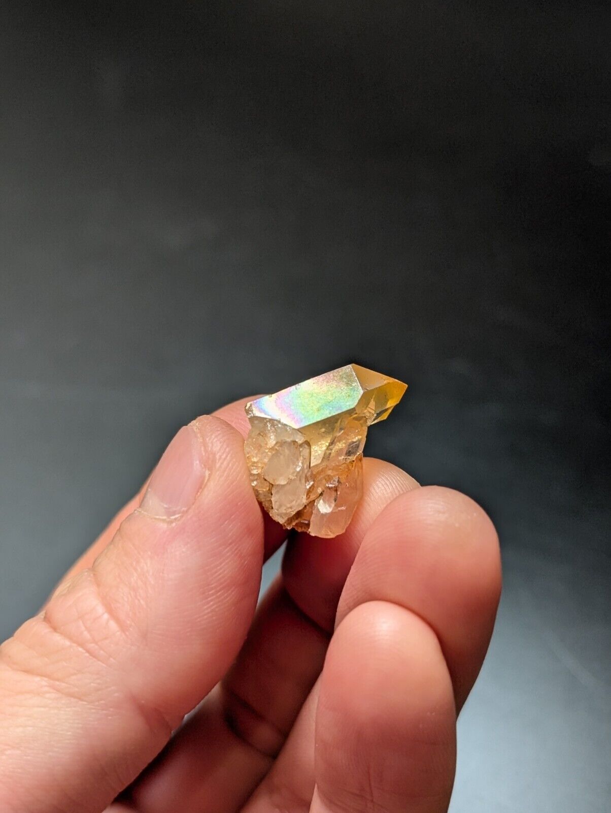 Iridescent quartz crystal.