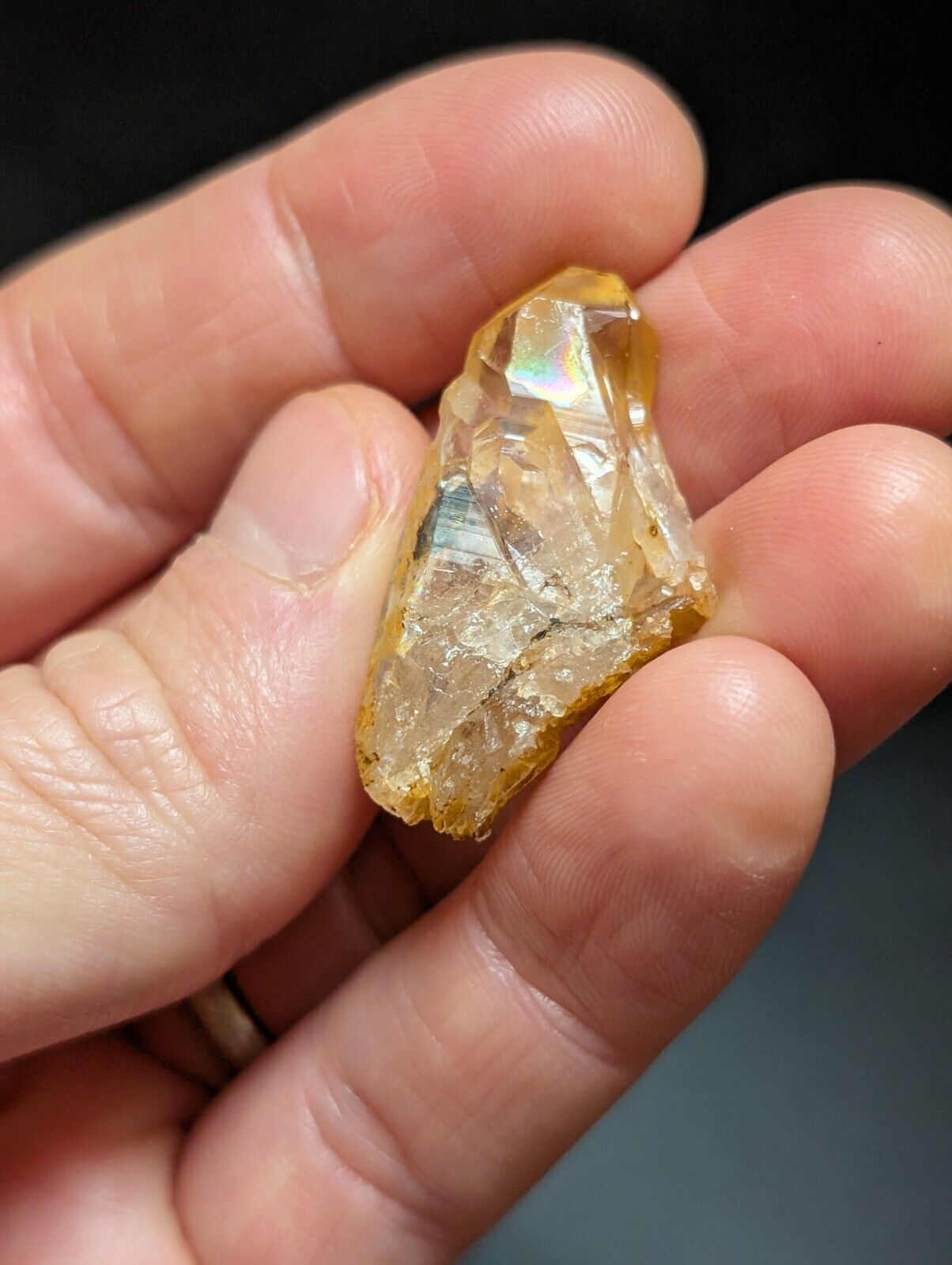 Set of 3 Arkansas Quartz Crystals w/ Natural Iridescence Unique & OOAK - Collectibles:Rocks Fossils Minerals:Crystals
