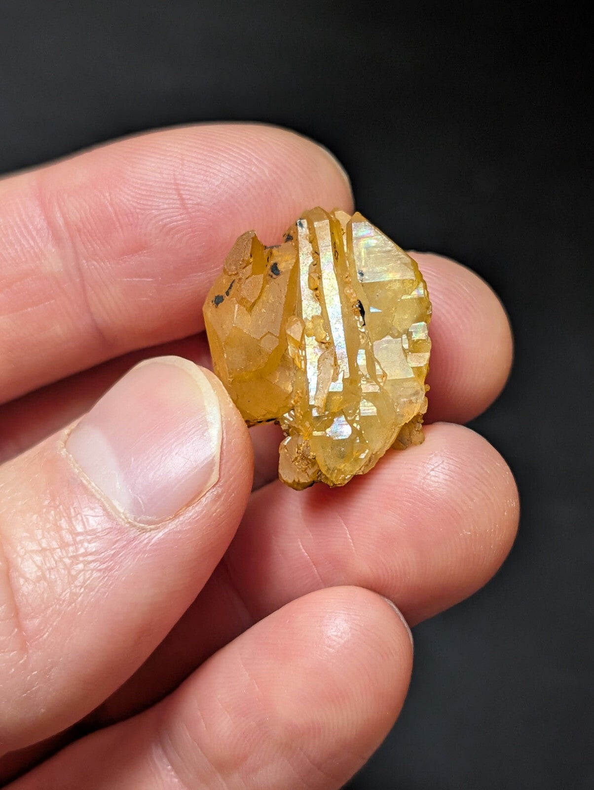 A translucent golden-yellow mineral specimen with distinct crystalline facets and subtle internal inclusions.
