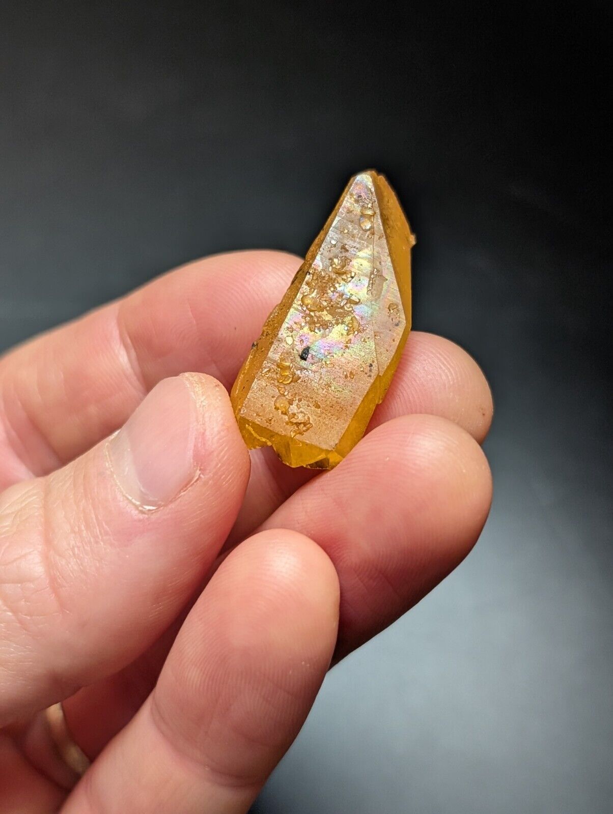 Golden quartz crystal.